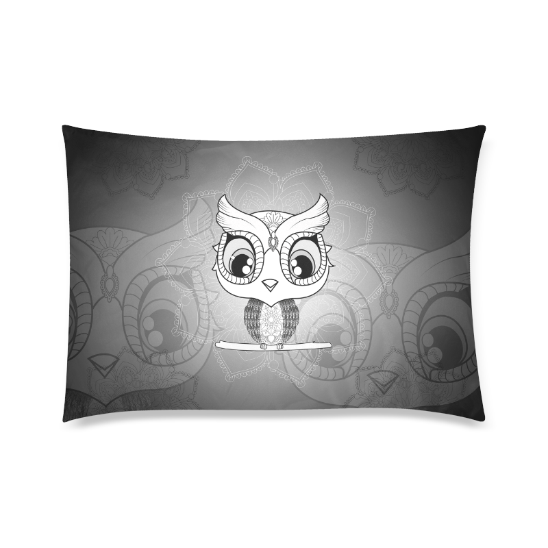 Cute owl, mandala design black and white Custom Zippered Pillow Case 20"x30" (one side)