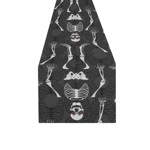 Black & White Skeletons Halloween Table Runner 16x72 inch