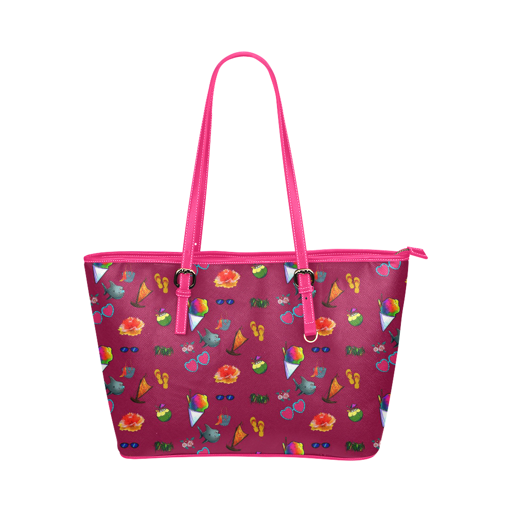 Aloha - Summer Fun 1C Leather Tote Bag/Large (Model 1651)