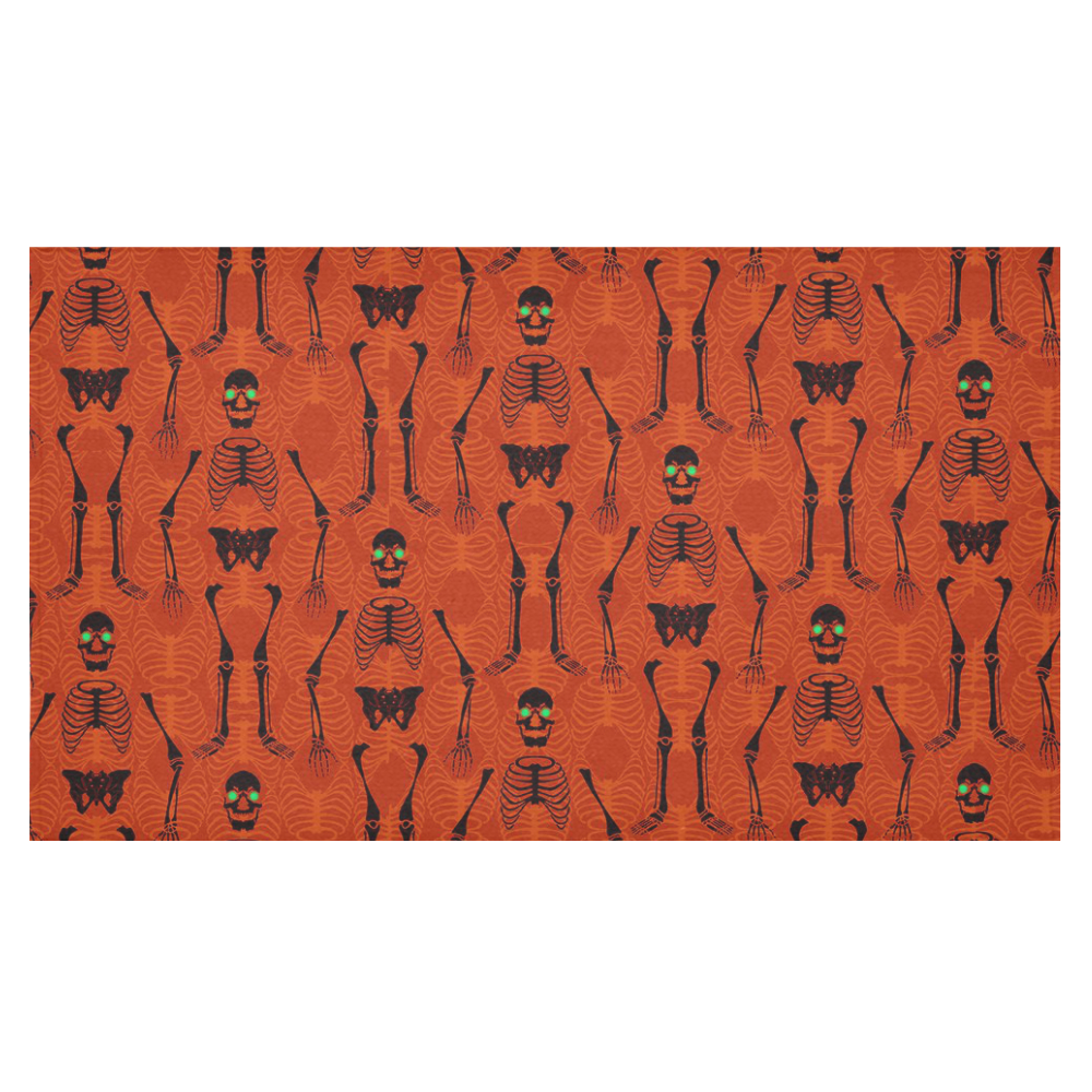 Black & Orange Skeletons Cotton Linen Tablecloth 60"x 104"