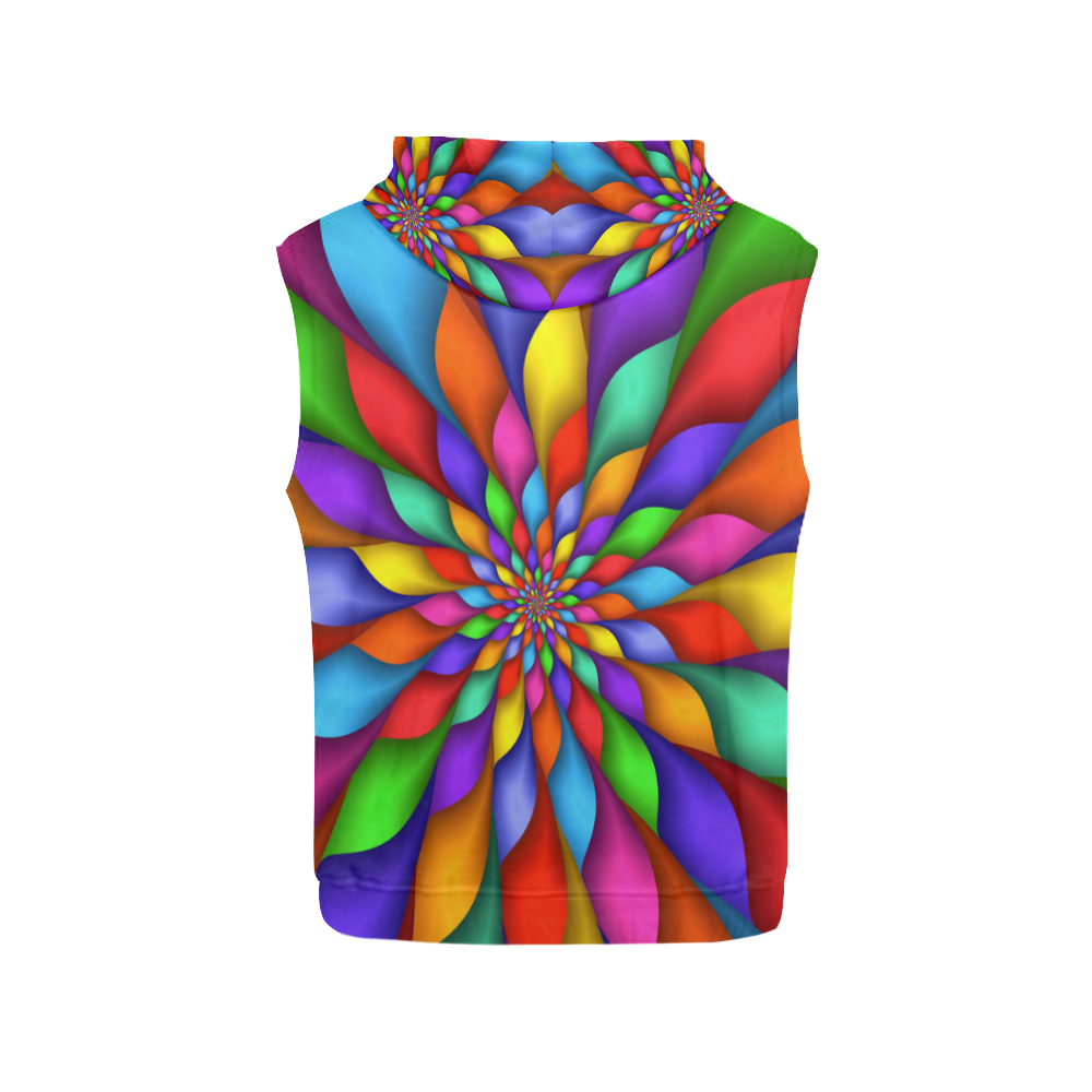 Psychedelic Rainbow Spiral All Over Print Sleeveless Hoodie for Men (Model H15)