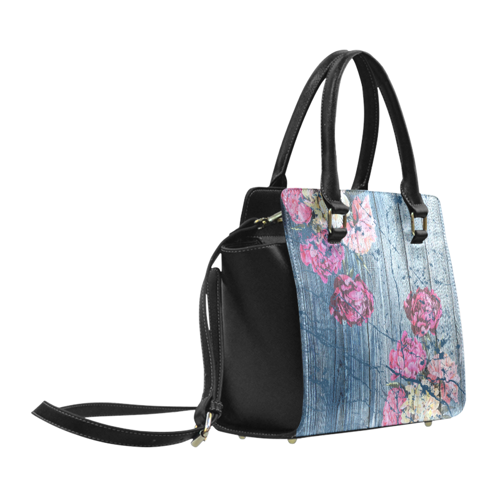 Shabby chic with painted peonies Classic Shoulder Handbag (Model 1653)