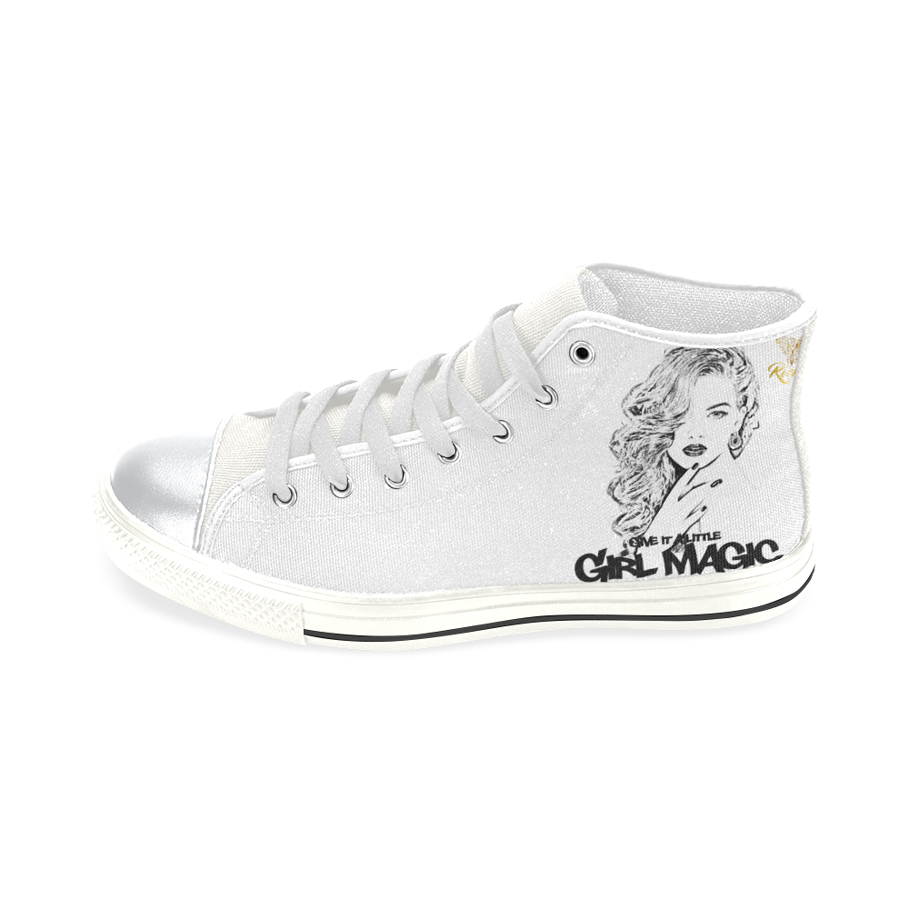 Girl Magic Curly Girlie Kicks High Top Canvas Women's Shoes/Large Size (Model 017)
