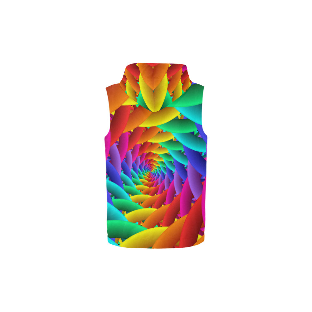 Psychedelic Rainbow Spiral All Over Print Sleeveless Zip Up Hoodie for Kid (Model H16)