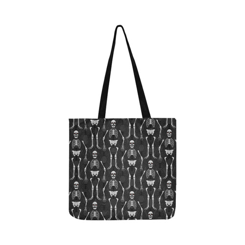 Reversible Black & Orange Skeletons Reusable Shopping Bag Model 1660 (Two sides)