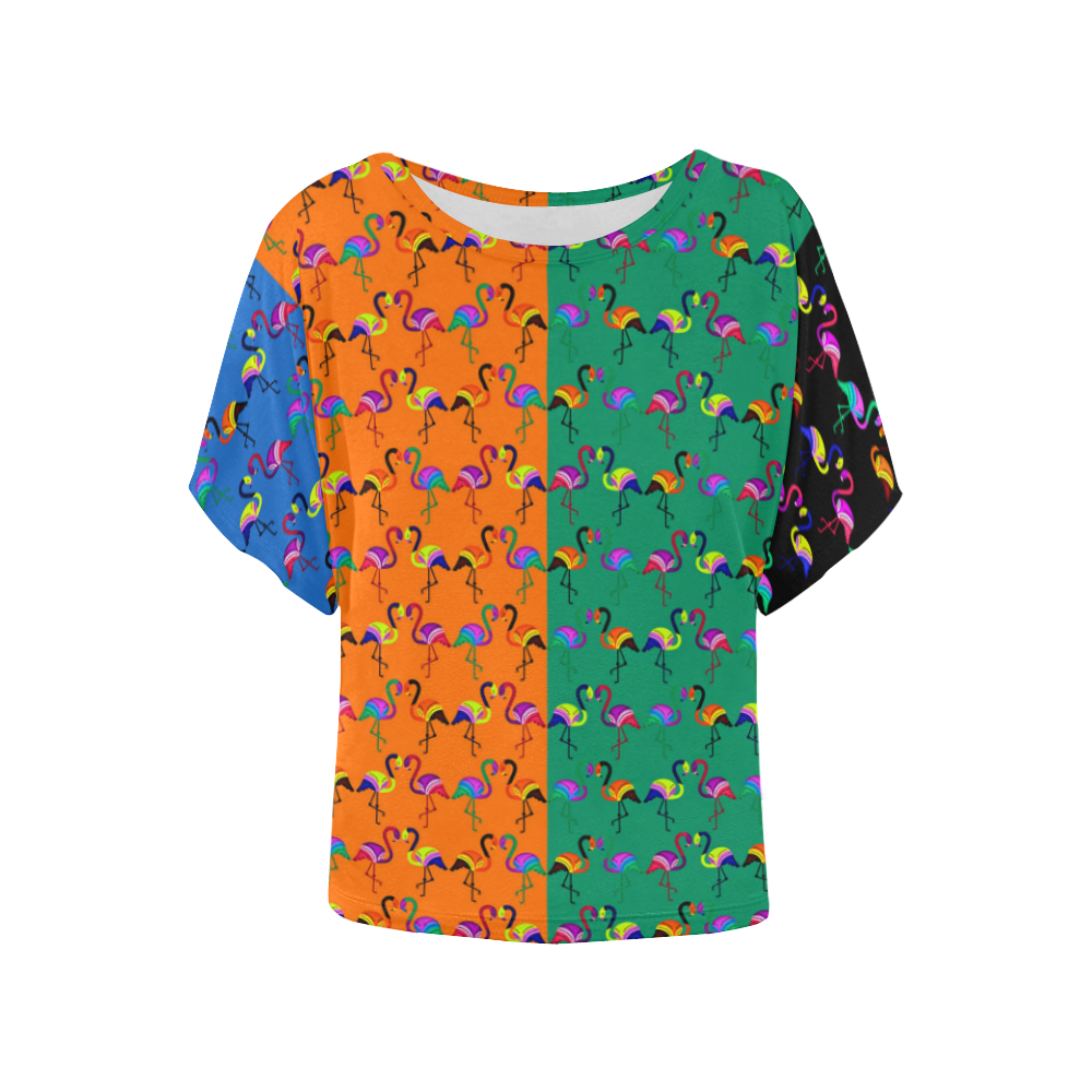 A bird of many colors Women's Batwing-Sleeved Blouse T shirt (Model T44)