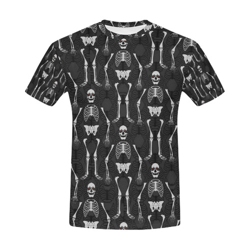 Black & White Skeletons All Over Print T-Shirt for Men (USA Size) (Model T40)