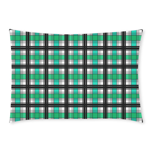 Plaid tartan green , Teal , black Custom Rectangle Pillow Case 20x30 (One Side)