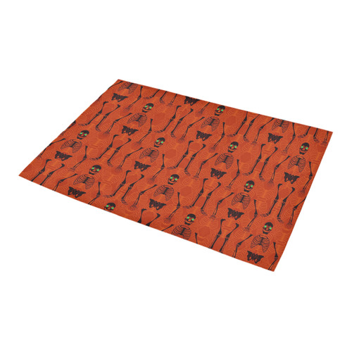 Black & Orange Skeletons Halloween Azalea Doormat 24" x 16" (Sponge Material)