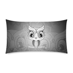 Cute owl, mandala design black and white Custom Rectangle Pillow Case 20"x36" (one side)