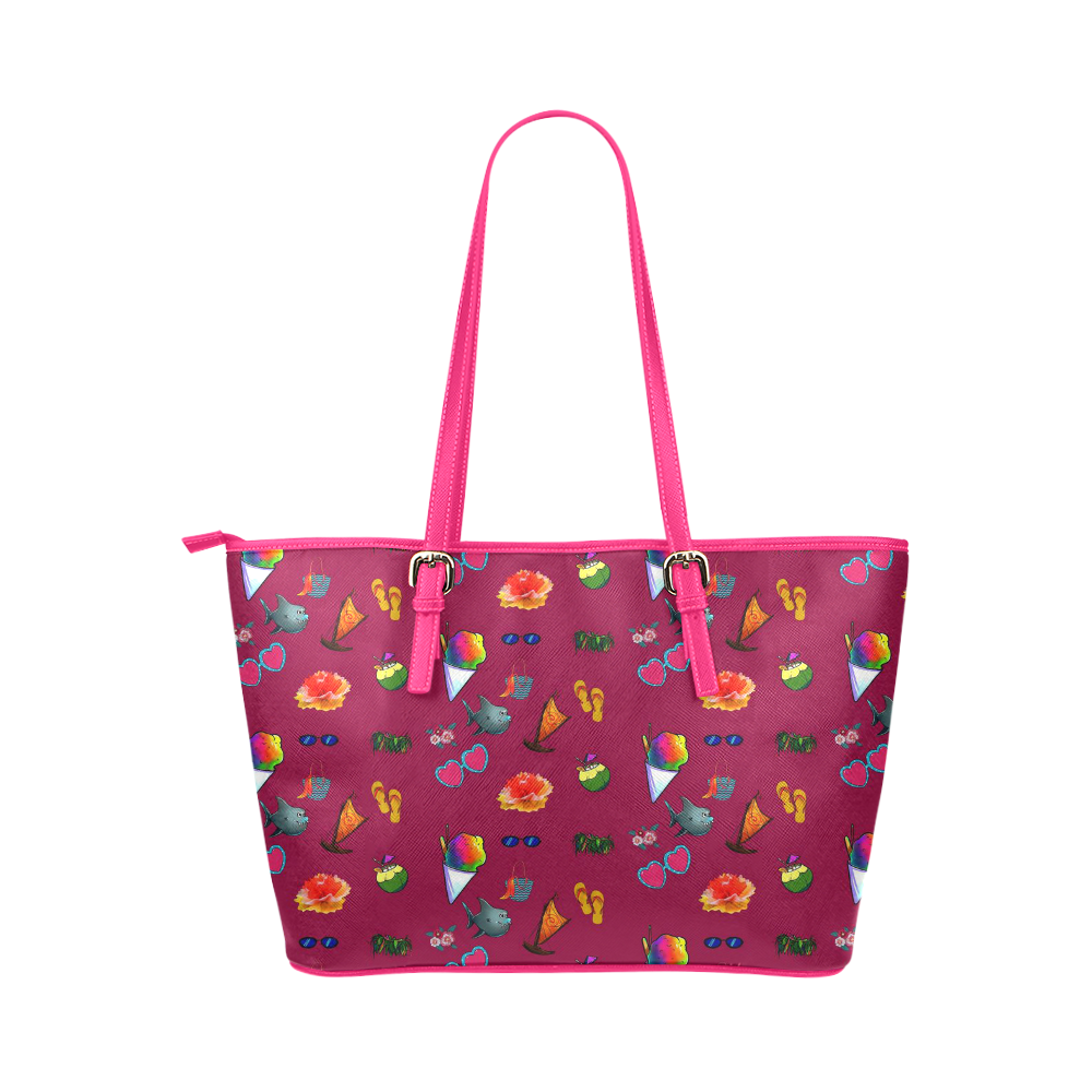 Aloha - Summer Fun 1C Leather Tote Bag/Large (Model 1651)