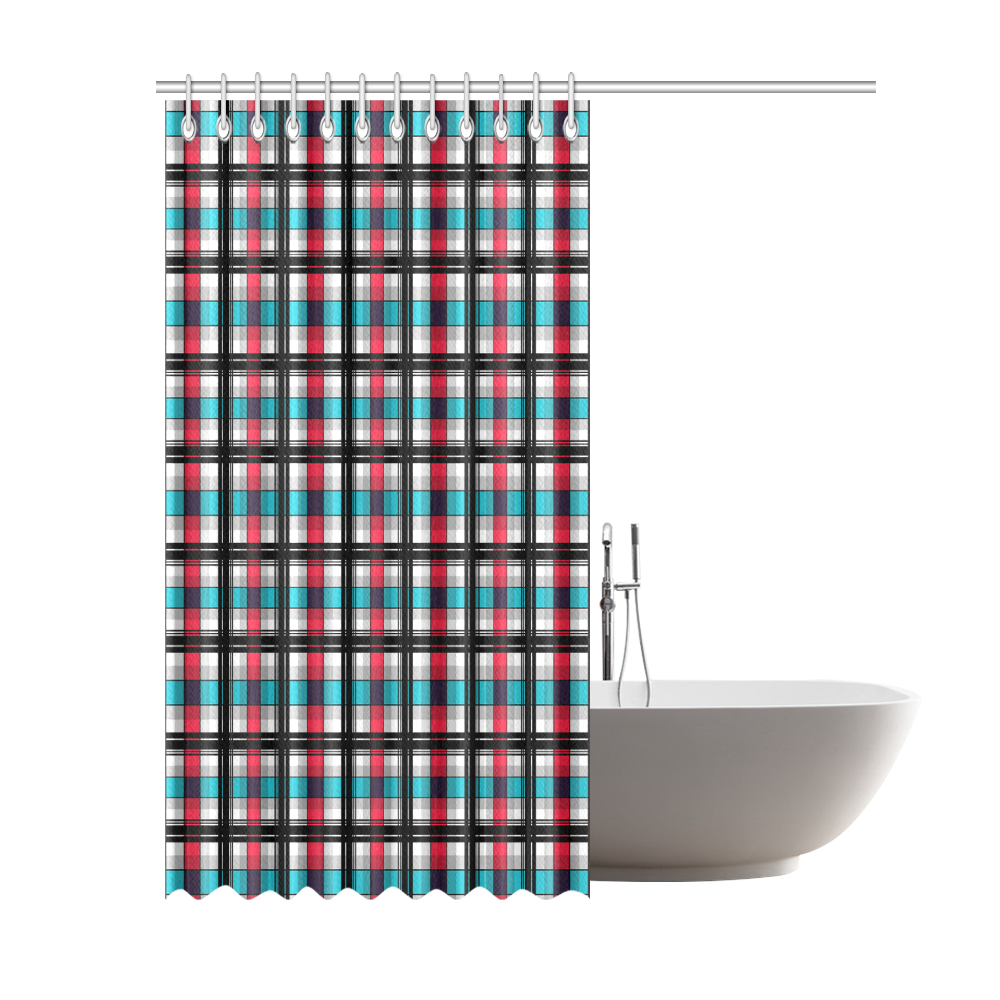 Plaid tartan red blue black Shower Curtain 69"x84"