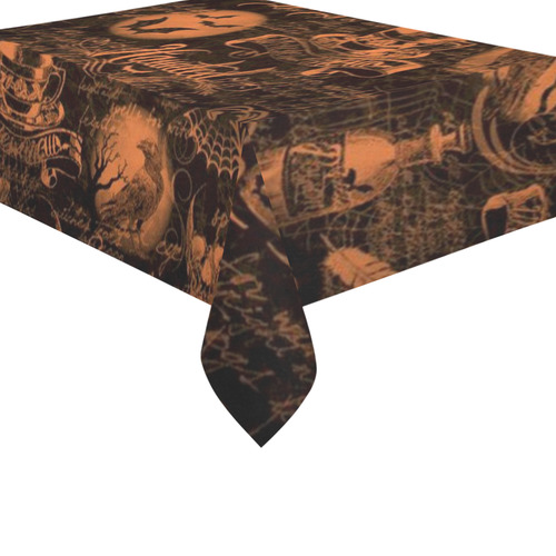Black & Orange Haunted Halloween Cotton Linen Tablecloth 60"x 84"