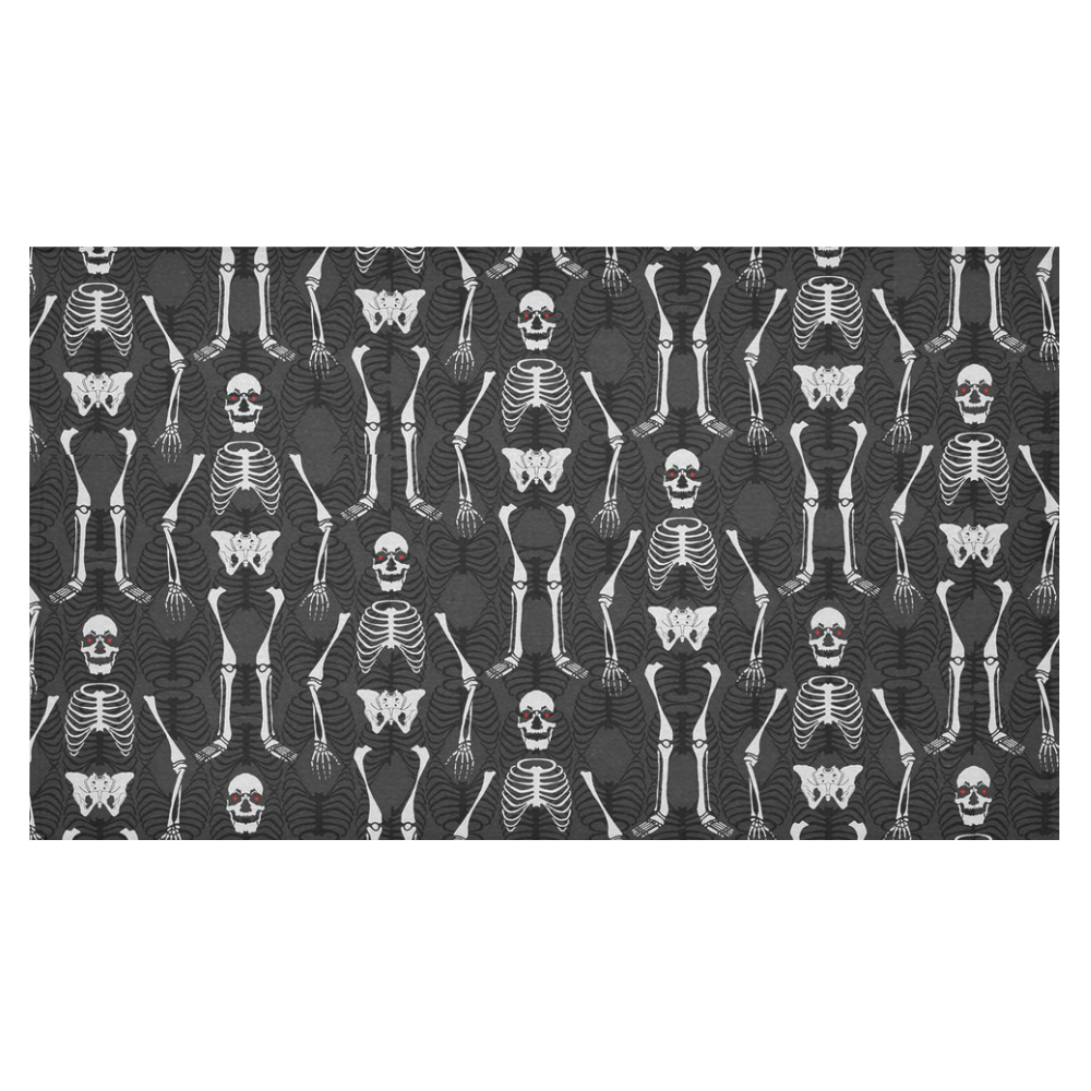 Black & White Skeletons Cotton Linen Tablecloth 60"x 104"