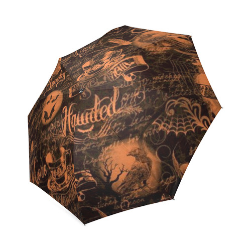 Black & Orange Haunted Halloween Foldable Umbrella (Model U01)
