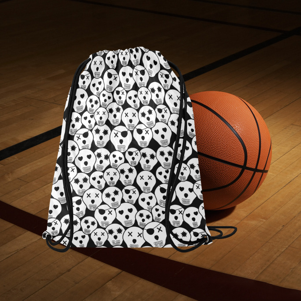 Silly Skull Halloween Design Large Drawstring Bag Model 1604 (Twin Sides)  16.5"(W) * 19.3"(H)