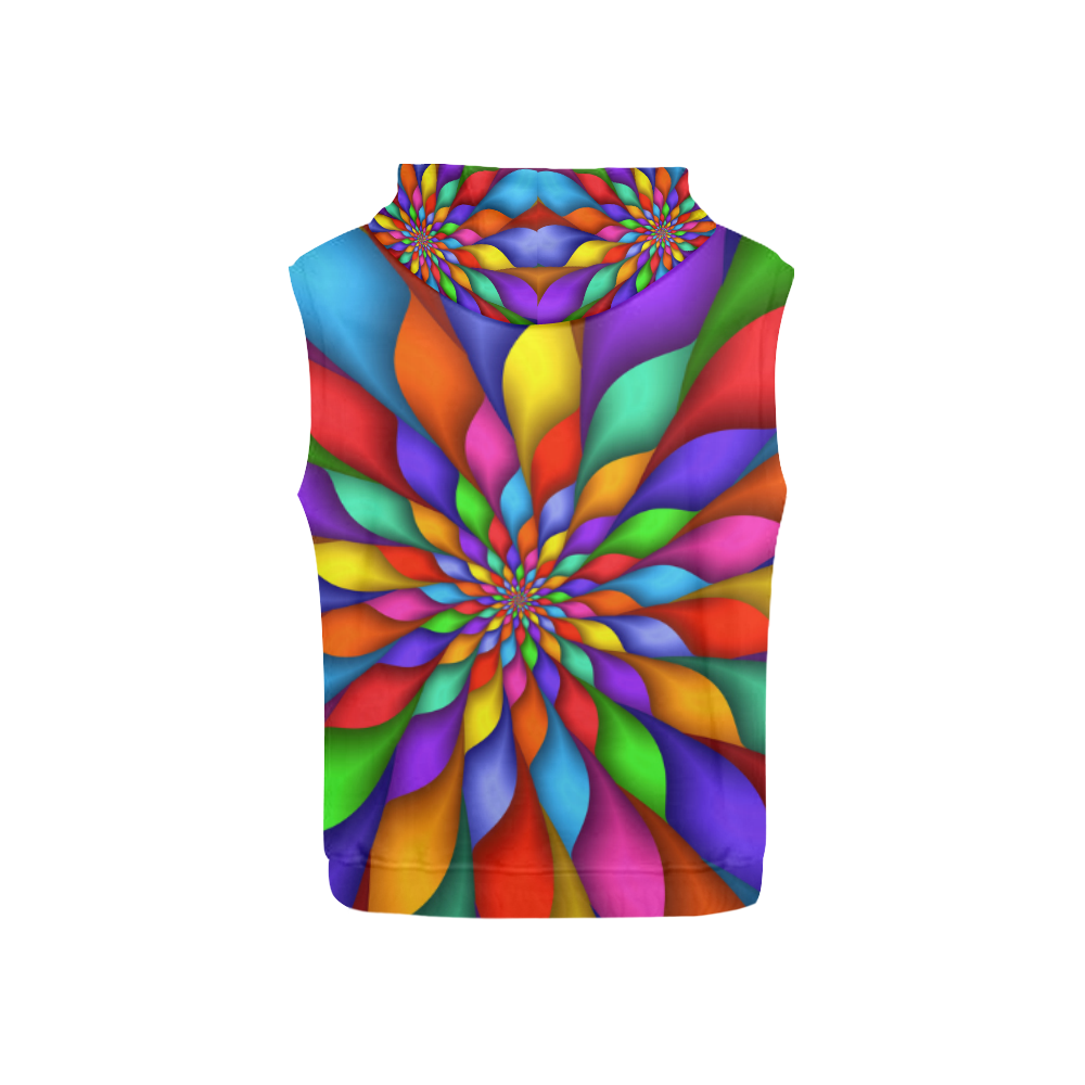 Psychedelic Rainbow Spiral All Over Print Sleeveless Hoodie for Kid (Model H15)