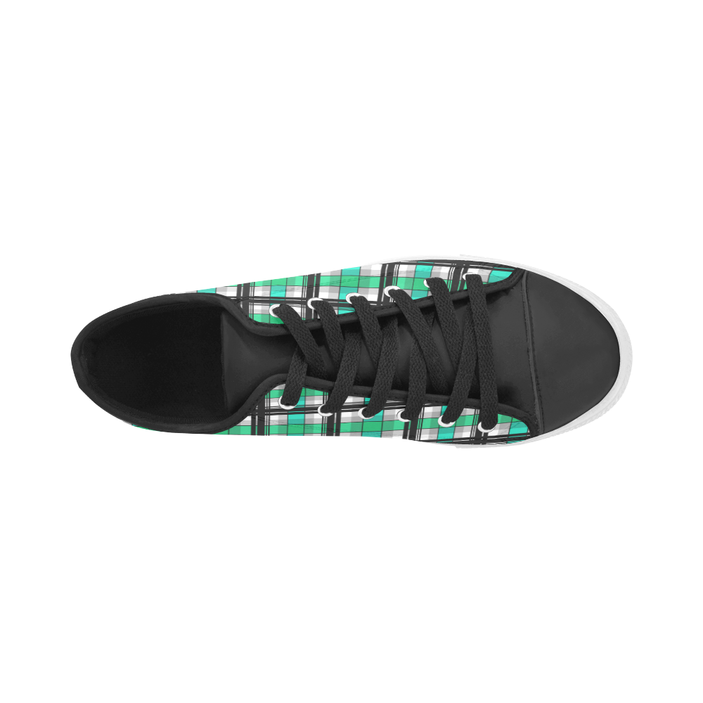 Plaid tartan green , Teal , black Aquila Microfiber Leather Men's Shoes (Model 031)