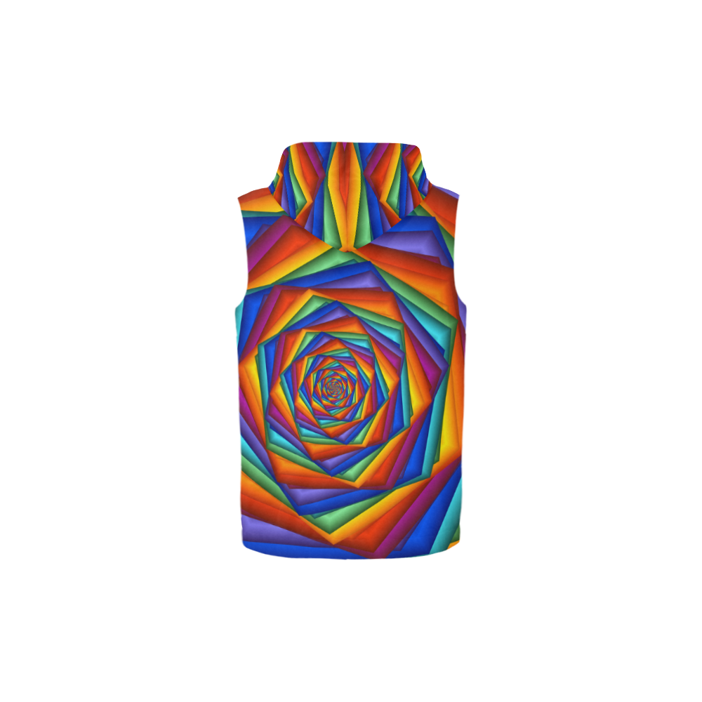 Psychedelic Rainbow Spiral All Over Print Sleeveless Zip Up Hoodie for Kid (Model H16)