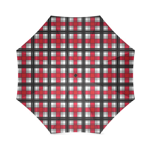 Plaid tartan red black Foldable Umbrella (Model U01)