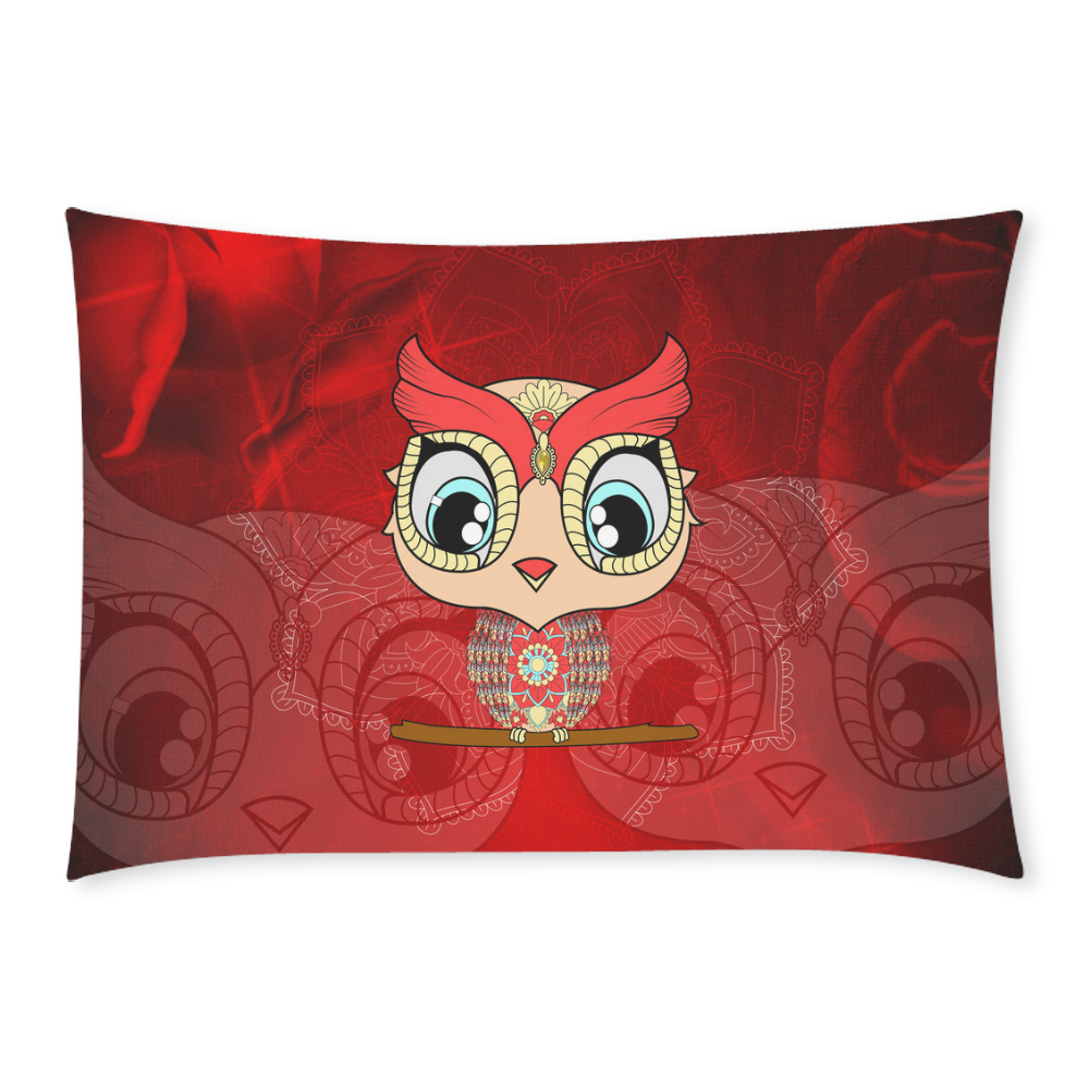 Cute owl, mandala design colorful Custom Rectangle Pillow Case 20x30 (One Side)