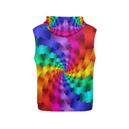 Psychedelic Rainbow Spiral All Over Print Sleeveless Hoodie for Women (Model H15)