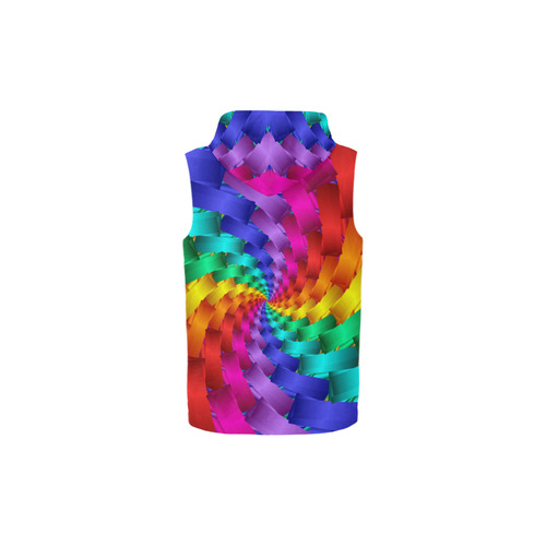 Psychedelic Rainbow Spiral All Over Print Sleeveless Zip Up Hoodie for Kid (Model H16)