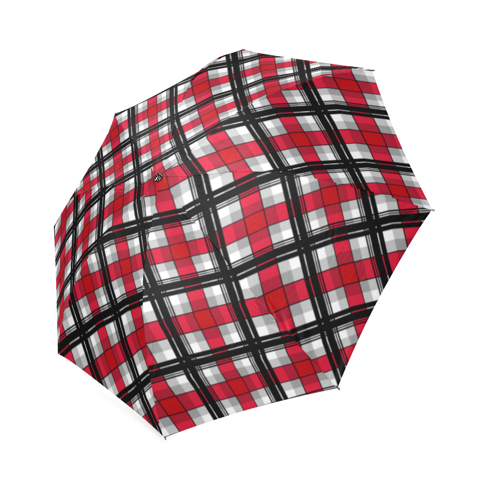 Plaid tartan red black Foldable Umbrella (Model U01)
