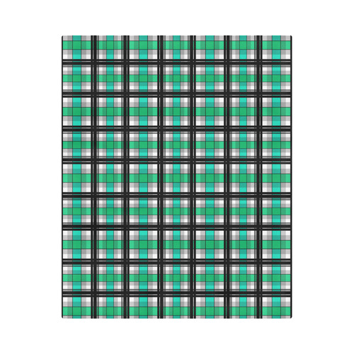 Plaid tartan green , Teal , black Duvet Cover 86"x70" ( All-over-print)