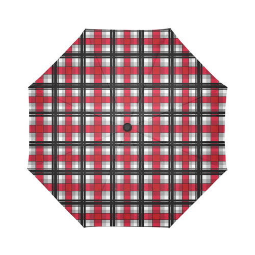 Plaid tartan red black Auto-Foldable Umbrella (Model U04)