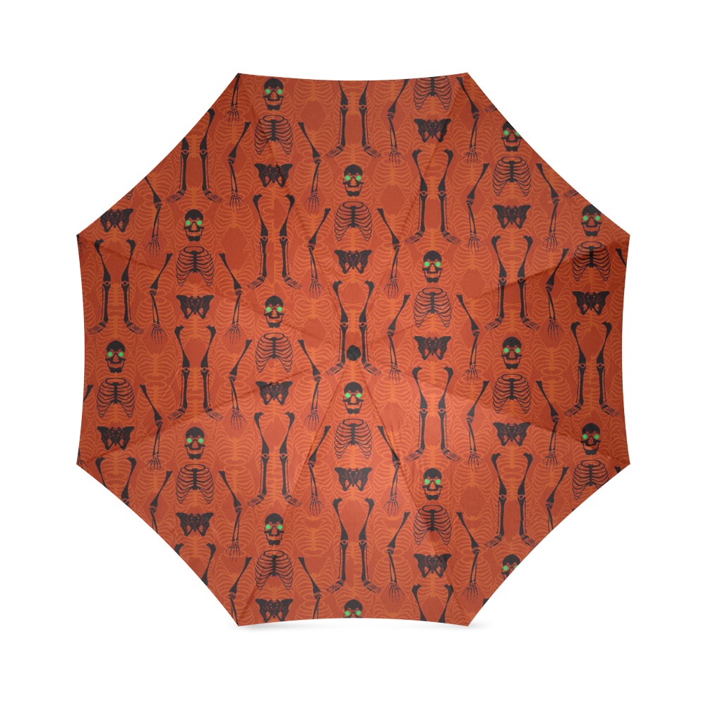 Black & Orange Skeletons Foldable Umbrella (Model U01)