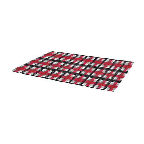 Plaid tartan red black Area Rug 9'6''x3'3''