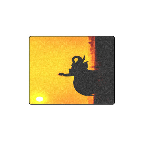 Elephant Ride Sunset Silhouette Blanket 40"x50"