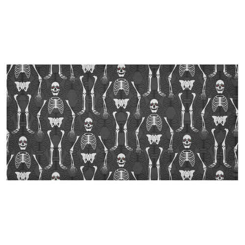 Black & White Skeletons Cotton Linen Tablecloth 60"x120"