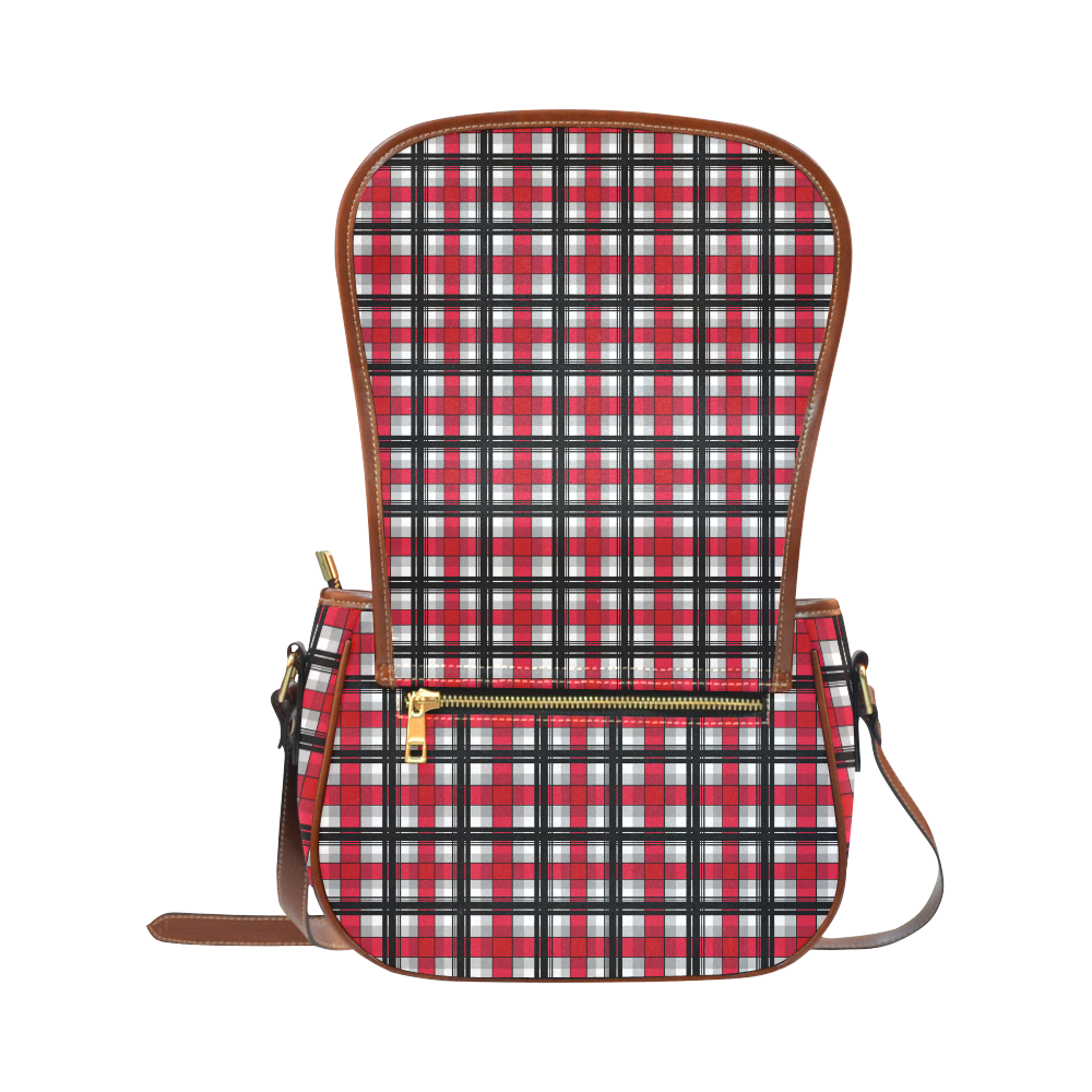 Plaid tartan red black Saddle Bag/Small (Model 1649) Full Customization