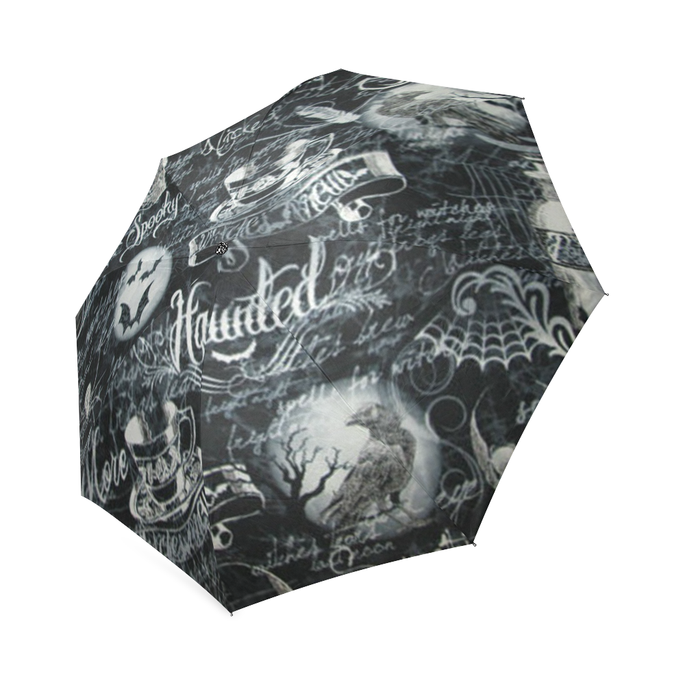 Black & White Haunted Halloween Foldable Umbrella (Model U01)
