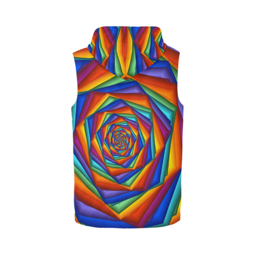 Psychedelic Rainbow Spiral All Over Print Sleeveless Zip Up Hoodie for Men (Model H16)