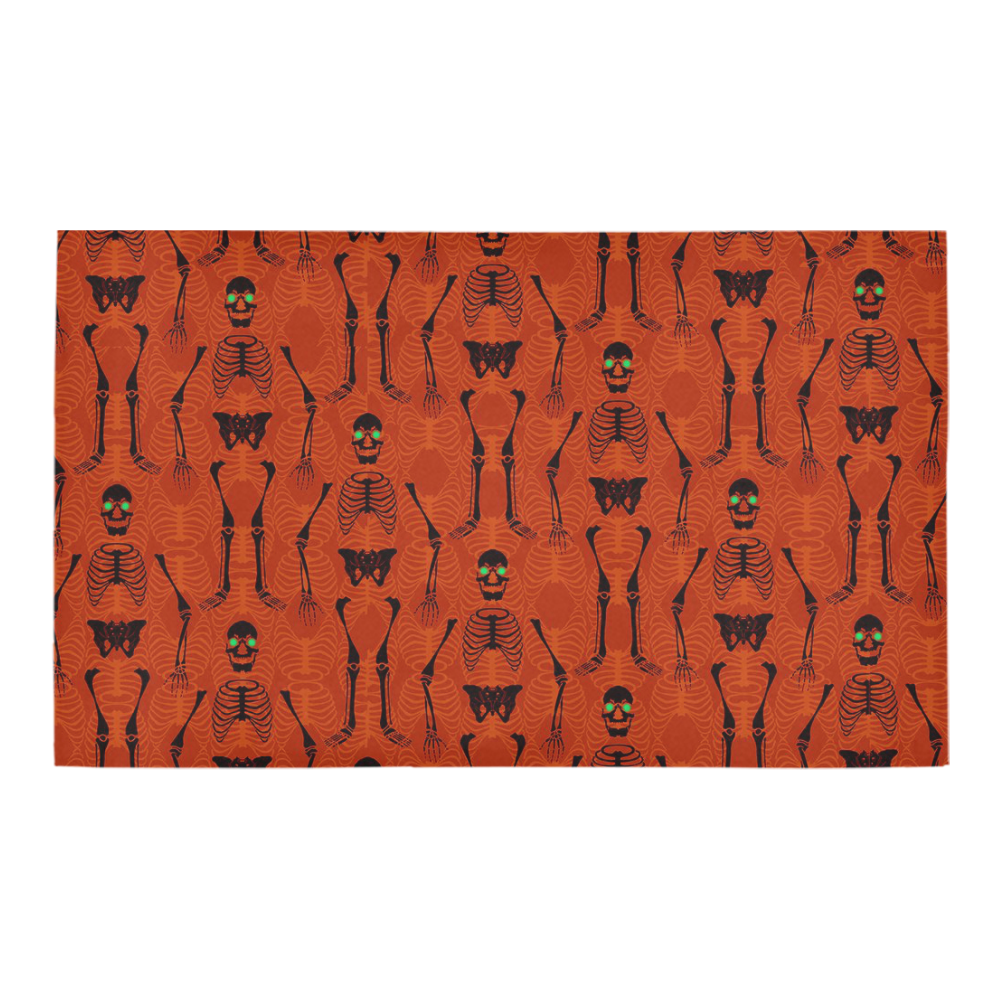 Black & Orange Skeletons Halloween Azalea Doormat 30" x 18" (Sponge Material)