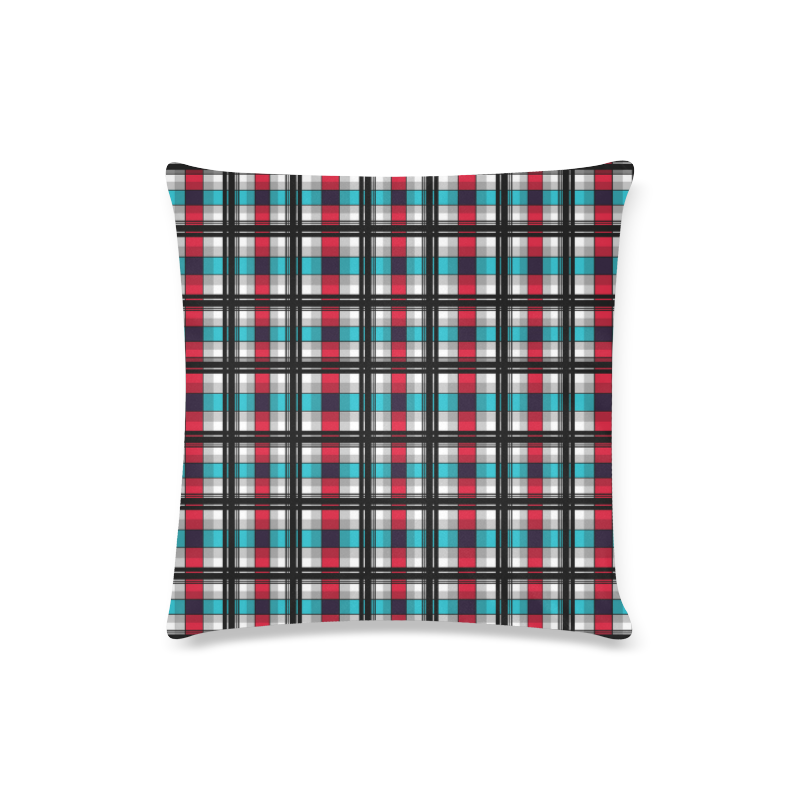 Plaid tartan red blue black Custom Zippered Pillow Case 16"x16"(Twin Sides)