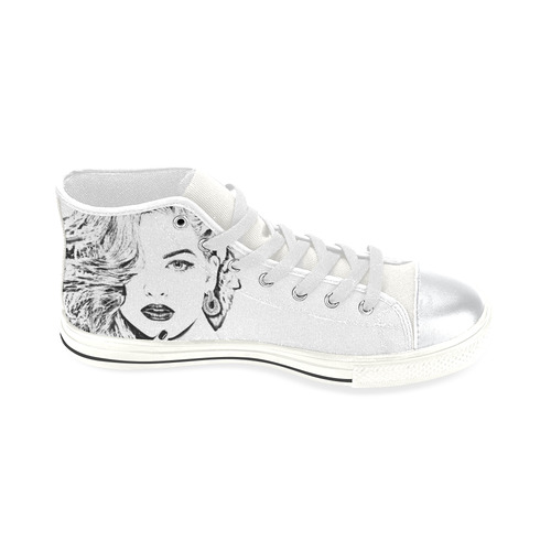 Girl Magic Curly Girlie Kicks High Top Canvas Women's Shoes/Large Size (Model 017)