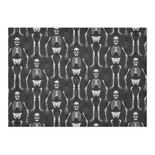 Black & White Skeletons Cotton Linen Tablecloth 60"x 84"