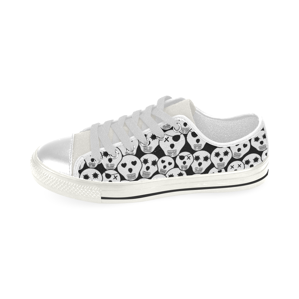 Silly Skull Halloween Design Low Top Canvas Shoes for Kid (Model 018)