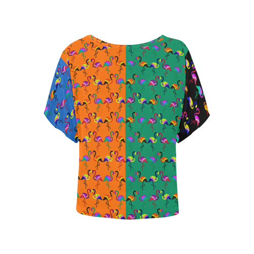 A bird of many colors Women's Batwing-Sleeved Blouse T shirt (Model T44)