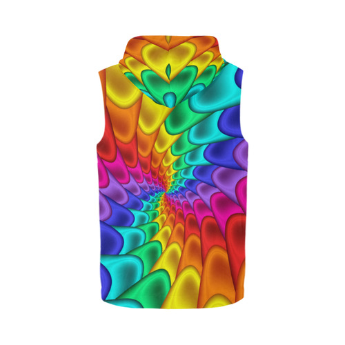 Psychedelic Rainbow Spiral All Over Print Sleeveless Zip Up Hoodie for Men (Model H16)