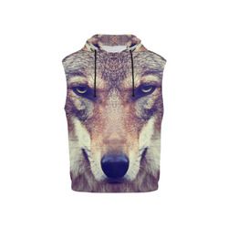 Wolf All Over Print Sleeveless Hoodie for Kid (Model H15)