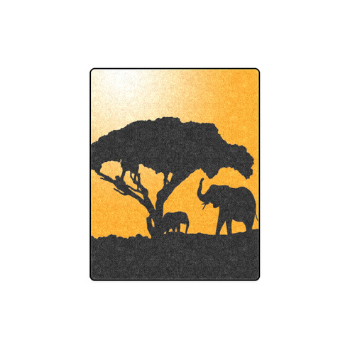 African Elephants Sunset Silhouette Blanket 40"x50"