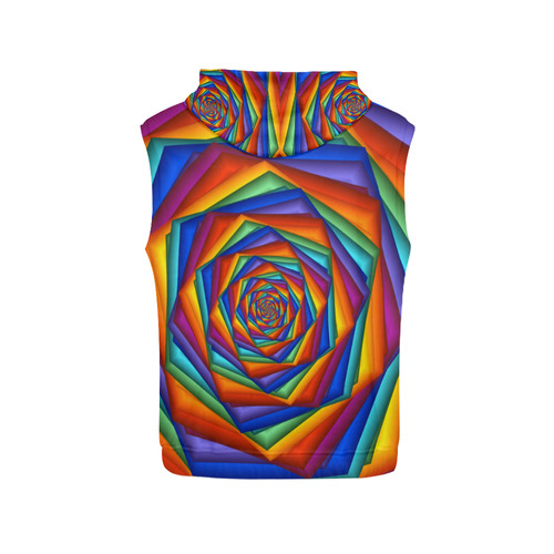 Psychedelic Rainbow Spiral All Over Print Sleeveless Hoodie for Women (Model H15)