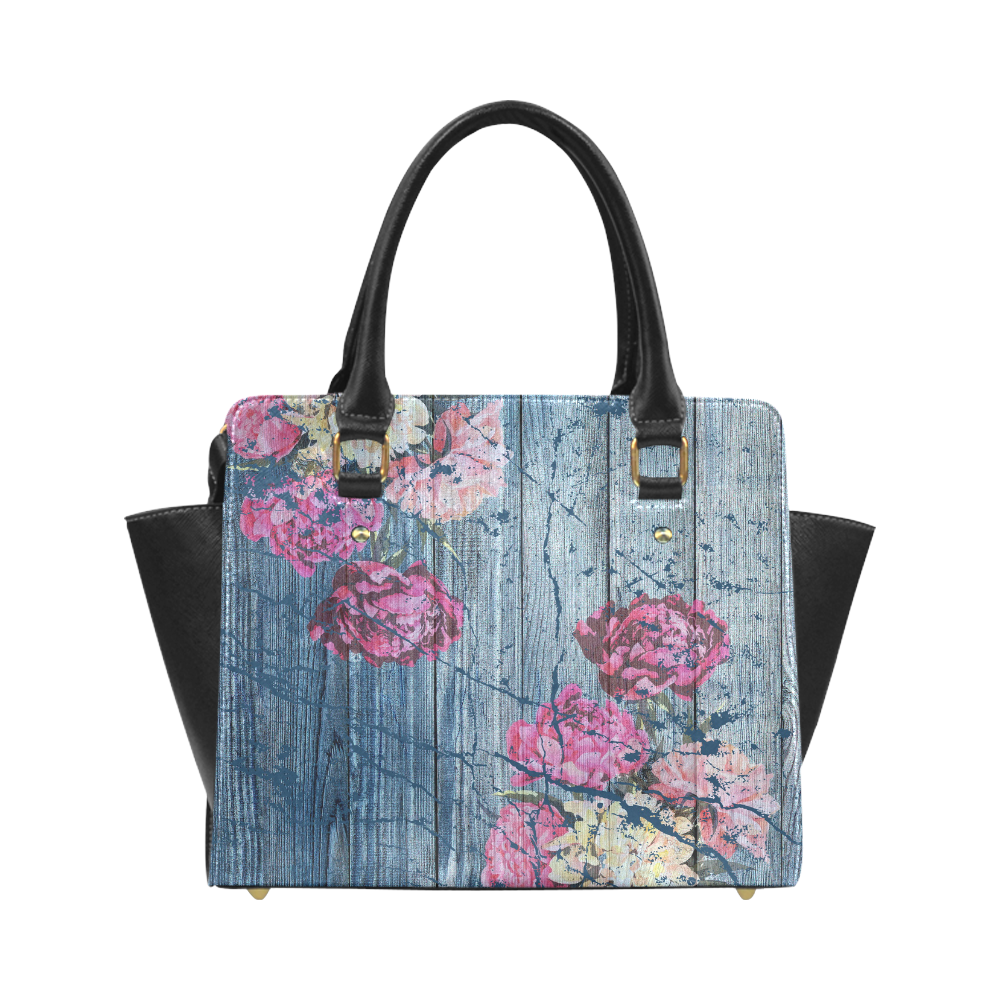 Shabby chic with painted peonies Classic Shoulder Handbag (Model 1653)