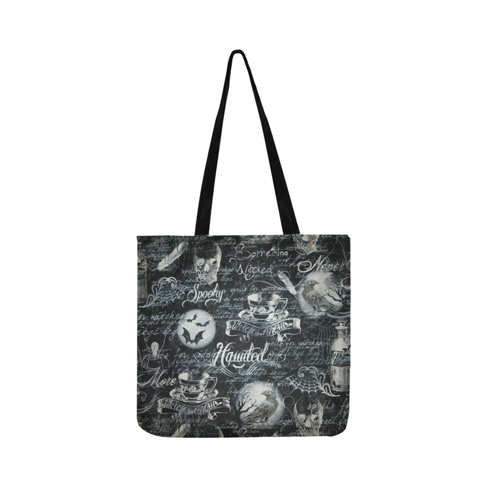 Reversible Black & Orange Haunted Halloween Reusable Shopping Bag Model 1660 (Two sides)