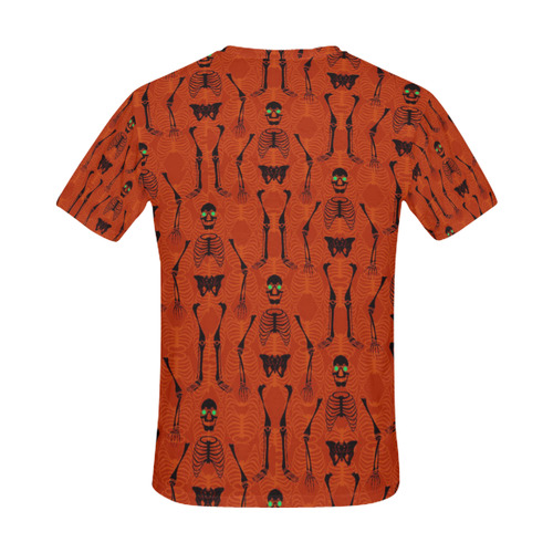 Black & Orange Skeletons All Over Print T-Shirt for Men (USA Size) (Model T40)